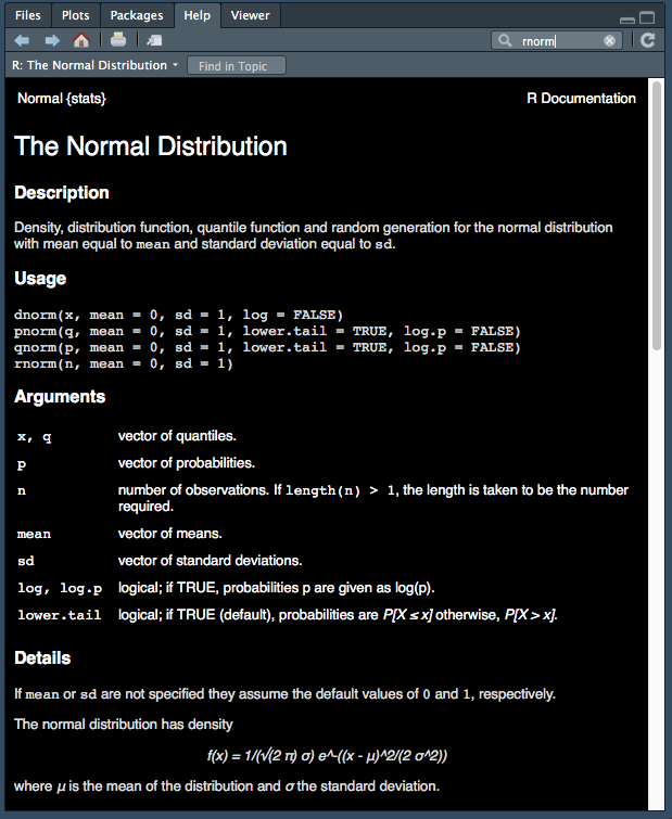 rnorm help file.